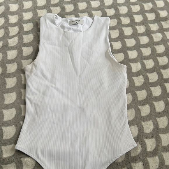 White Rib Knit Contour Bodysuit - Picture 1 of 2